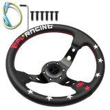 330mm JDM EPL Embroidery Vertex Genuine Leather Drift Sport Steering Wheels New