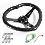 Carbon Fiber Look Heart Shaped Racing Steering Wheel Black Set Universal Car ABS JDM