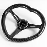 Carbon Fiber Look Heart Shaped Racing Steering Wheel Black Set Universal Car ABS JDM