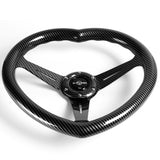 Carbon Fiber Look Heart Shaped Racing Steering Wheel Black Set Universal Car ABS JDM