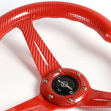 Carbon Fiber Look Red Heart Shaped Racing Steering Wheel Set Universal Car ABS JDM