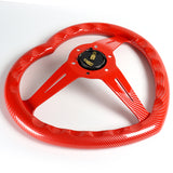 Carbon Fiber Look Red Heart Shaped Racing Steering Wheel Set Universal Car ABS JDM