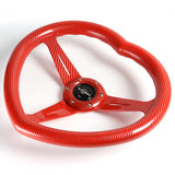 Carbon Fiber Look Red Heart Shaped Racing Steering Wheel Set Universal Car ABS JDM