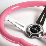 Universal Heart Shaped Racing Pink Steering Wheel Set Car ABS JDM