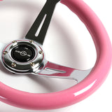 Universal Heart Shaped Racing Pink Steering Wheel Set Car ABS JDM