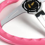 Universal Heart Shaped Racing Pink Steering Wheel Set Car ABS JDM