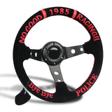 330mm Racing POLICE Bye Bye Drift 1985 Embroidery Suede Deep Dish Steering Wheel New