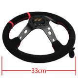 330mm Racing POLICE Bye Bye Drift 1985 Embroidery Suede Deep Dish Steering Wheel New