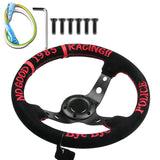 330mm Racing POLICE Bye Bye Drift 1985 Embroidery Suede Deep Dish Steering Wheel New