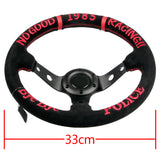 330mm Racing POLICE Bye Bye Drift 1985 Embroidery Suede Deep Dish Steering Wheel New