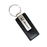 For Honda ACCORD Black Leather Chrome Key Fob Rectangle Keychain Keyring Lanyard