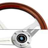 NEW NARDI CLASSIC 350MM STEERING WHEEL MAHOGANY WOOD with POLISHED SPOKE O Style