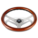 NEW NARDI CLASSIC 350MM STEERING WHEEL MAHOGANY WOOD with POLISHED SPOKE P Style