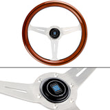 NEW NARDI CLASSIC 350MM STEERING WHEEL MAHOGANY WOOD with POLISHED SPOKE P Style