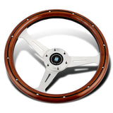 NEW NARDI CLASSIC 350MM STEERING WHEEL MAHOGANY WOOD with POLISHED SPOKE S Style